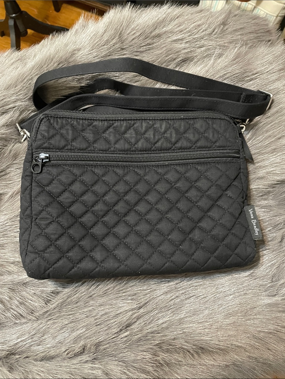 Vera Bradley Black Quilted Crossbody Messenger Bag